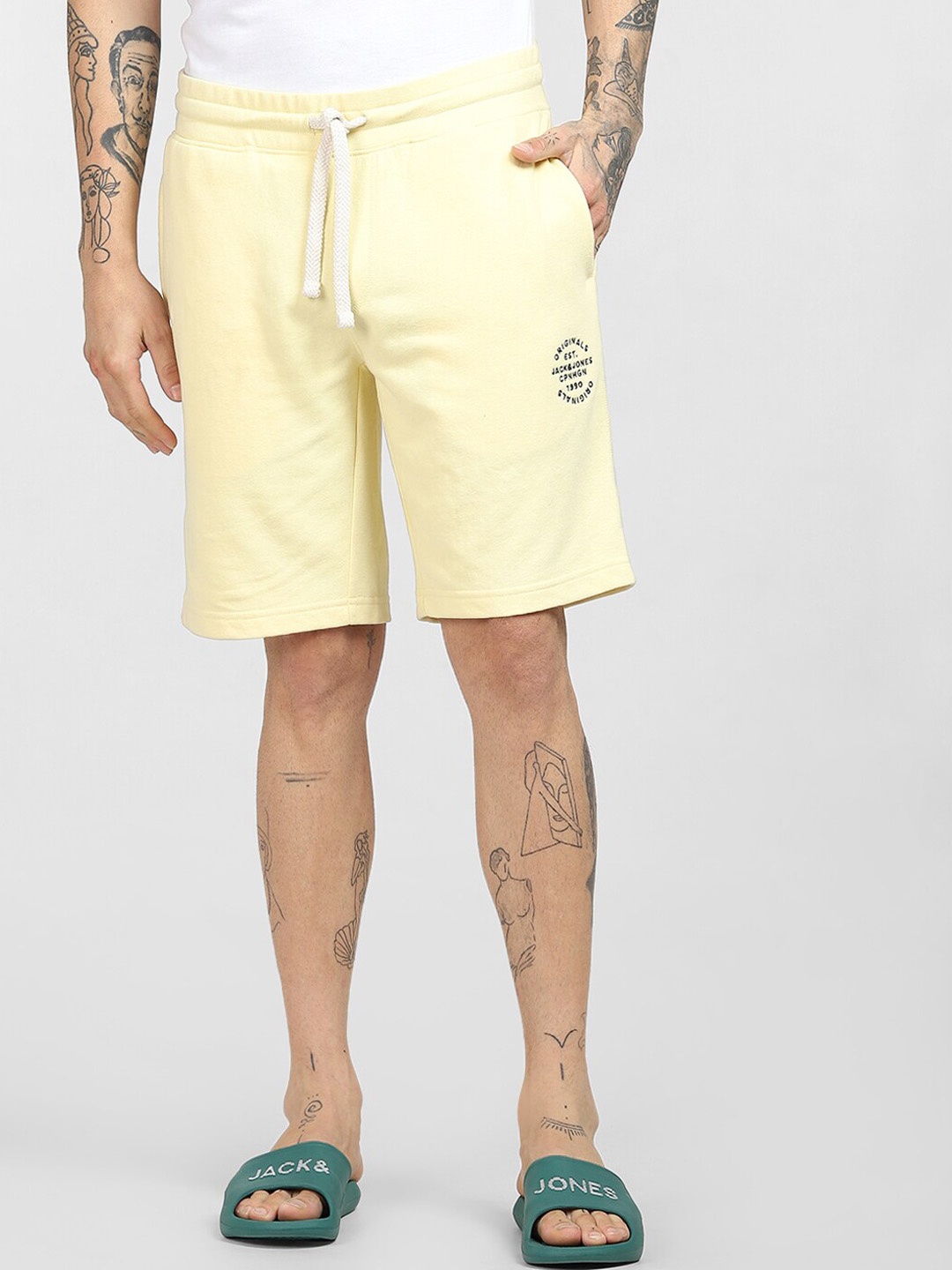 

Jack & Jones Men Yellow Low-Rise Shorts