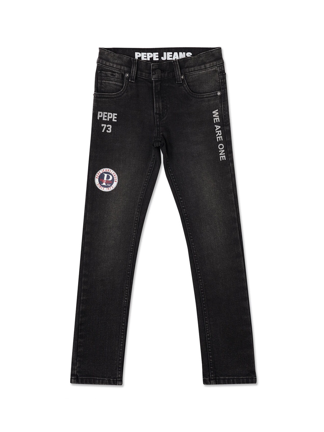 

Pepe Jeans Boys Black Slim Fit Clean Look Light Fade Mid Waist Stretchable Jeans
