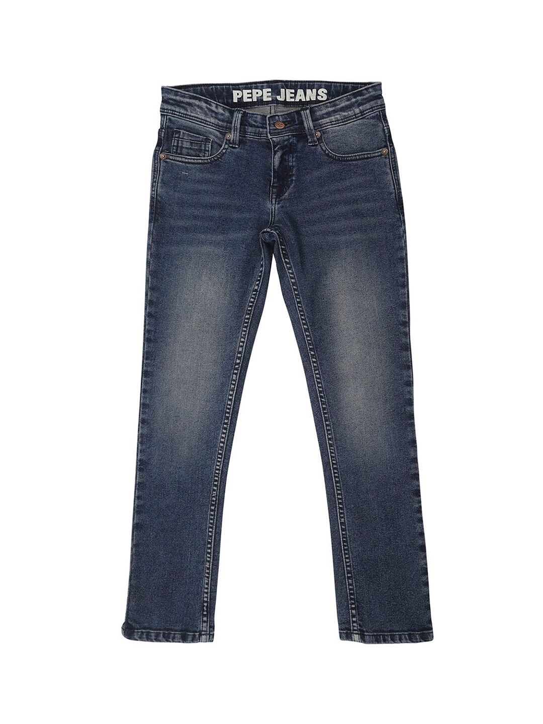 

Pepe Jeans Boys Blue Slim Fit Mid Waist Light Fade Stretchable Jeans