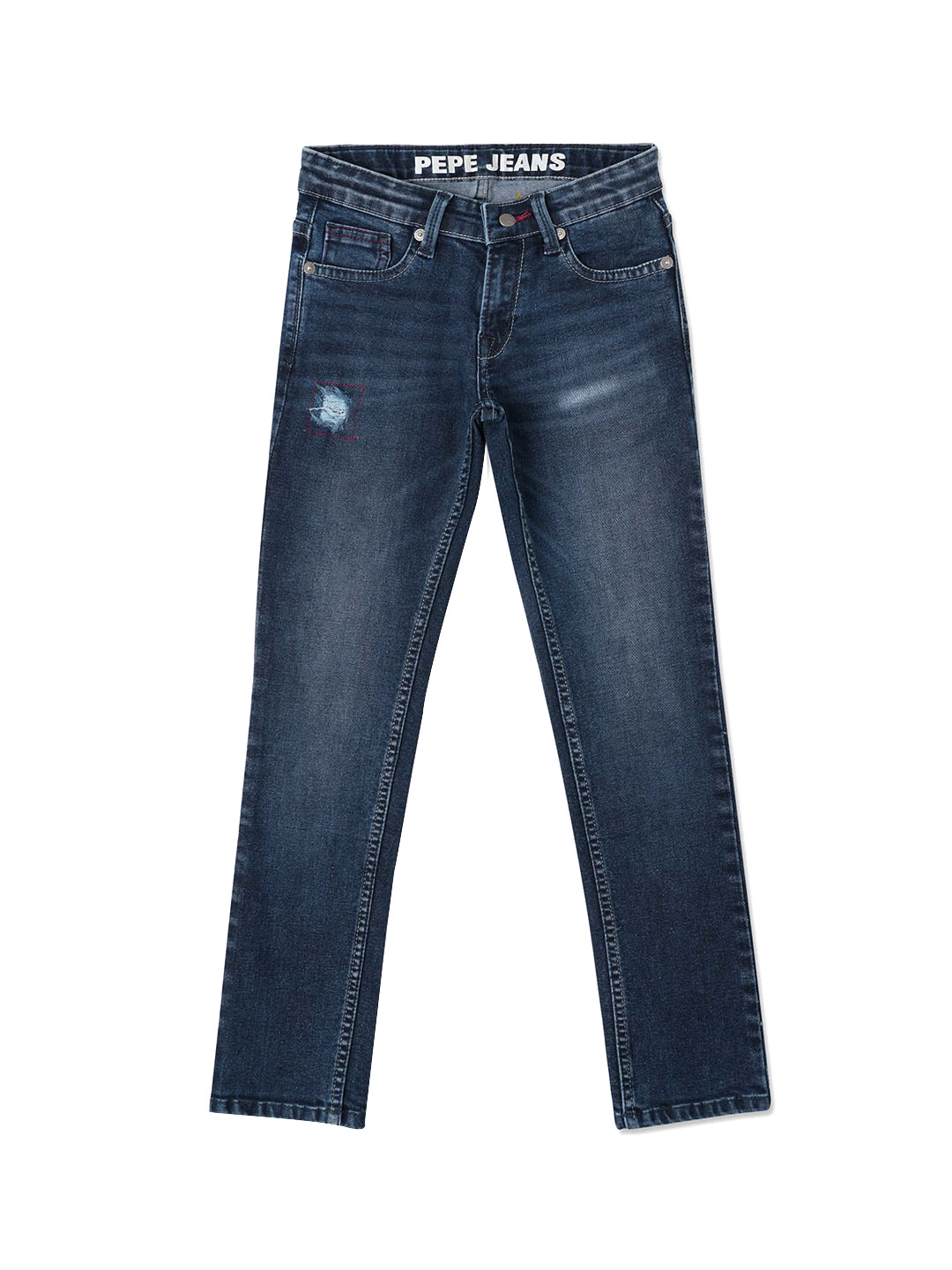 

Pepe Jeans Boys Blue Slim Fit Low Distress Mid Waist Light Fade Jeans
