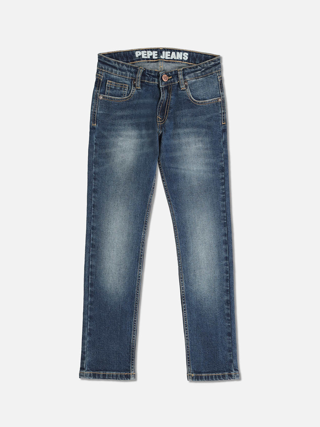 

Pepe Jeans Boys Blue Cotton Mid-Rise Slim Fit Light Fade Stretchable Jeans