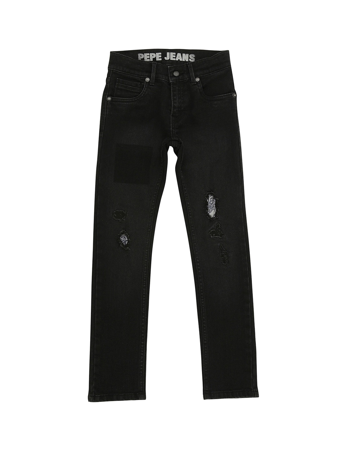 

Pepe Jeans Boys Black Cotton Slim Fit Mildly Distressed Stretchable Jeans