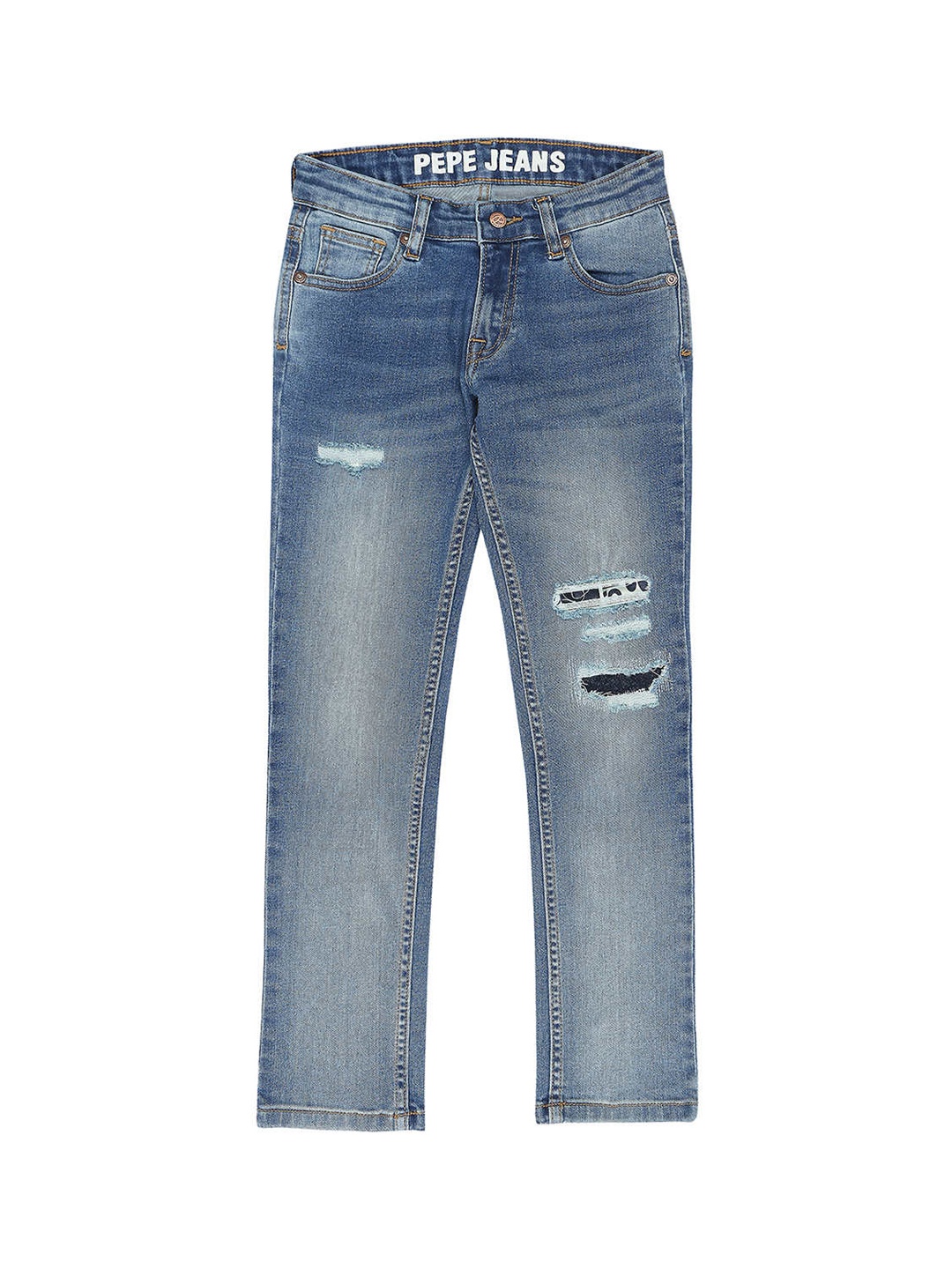 

Pepe Jeans Boys Blue Slim Fit Mildly Distressed Light Fade Stretchable Jeans