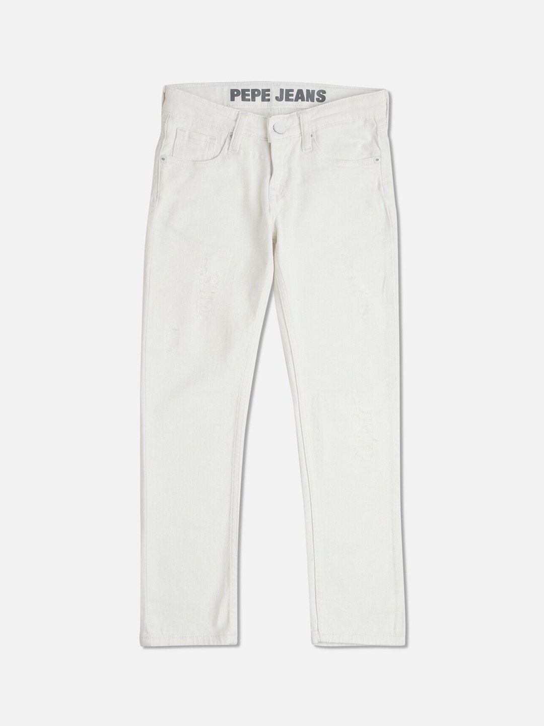 

Pepe Jeans Boys White Slim Fit Clean Look Stretchable Jeans
