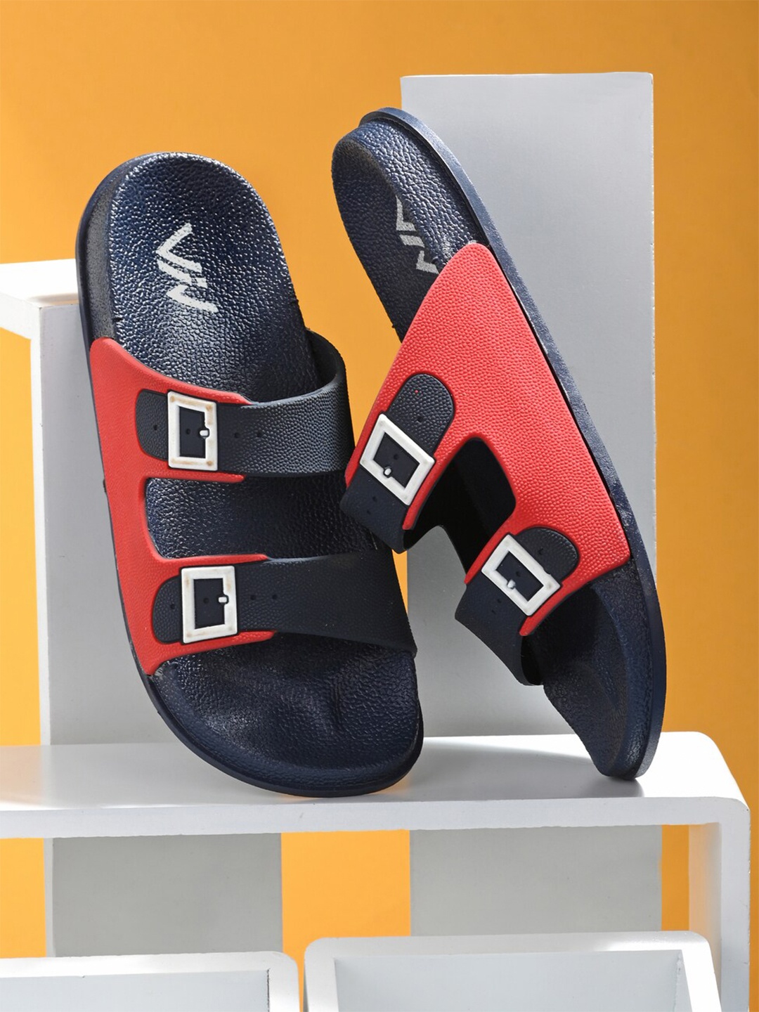 

VIV Men Blue & Red Colourblocked Rubber Sliders