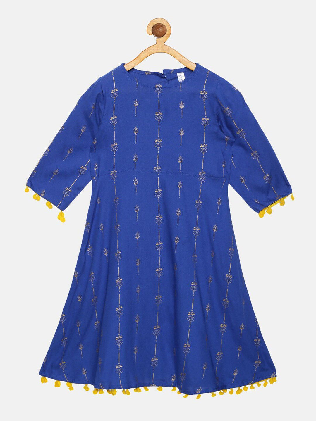 

KiddoPanti Girls Blue Ethnic Motifs Printed Anarkali Kurta