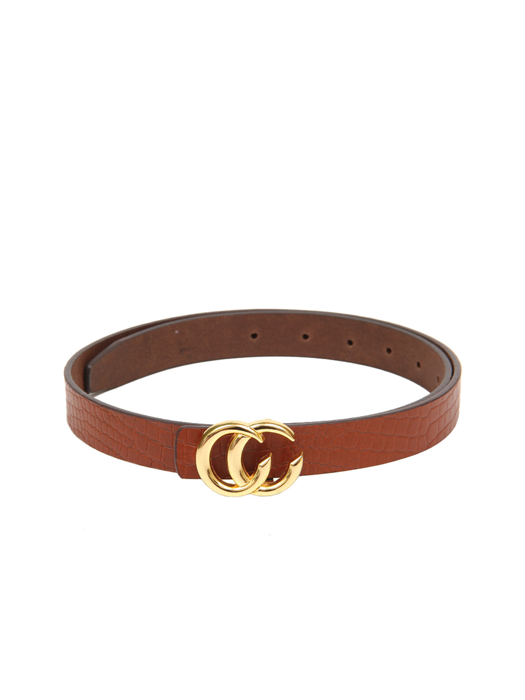 

Calvadoss Women Tan Textured Leather Belt