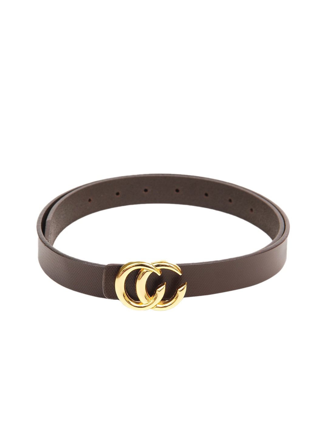 

Calvadoss Women Brown Textured Leather Belt