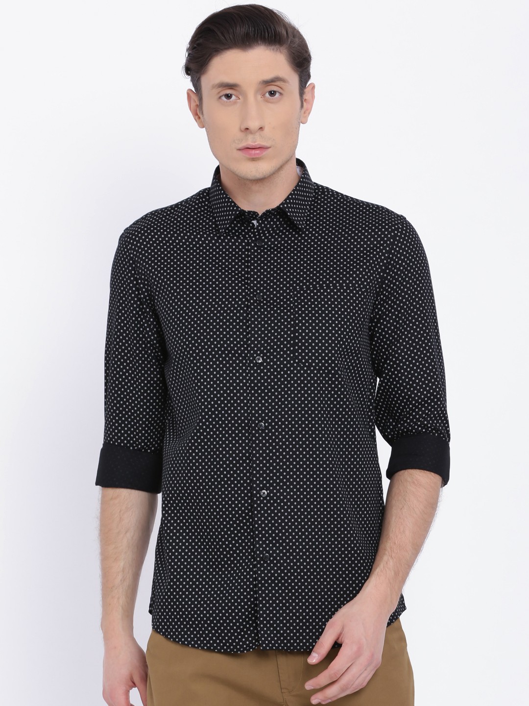 

Arrow New York Men Black & White Slim Fit Printed Casual Shirt
