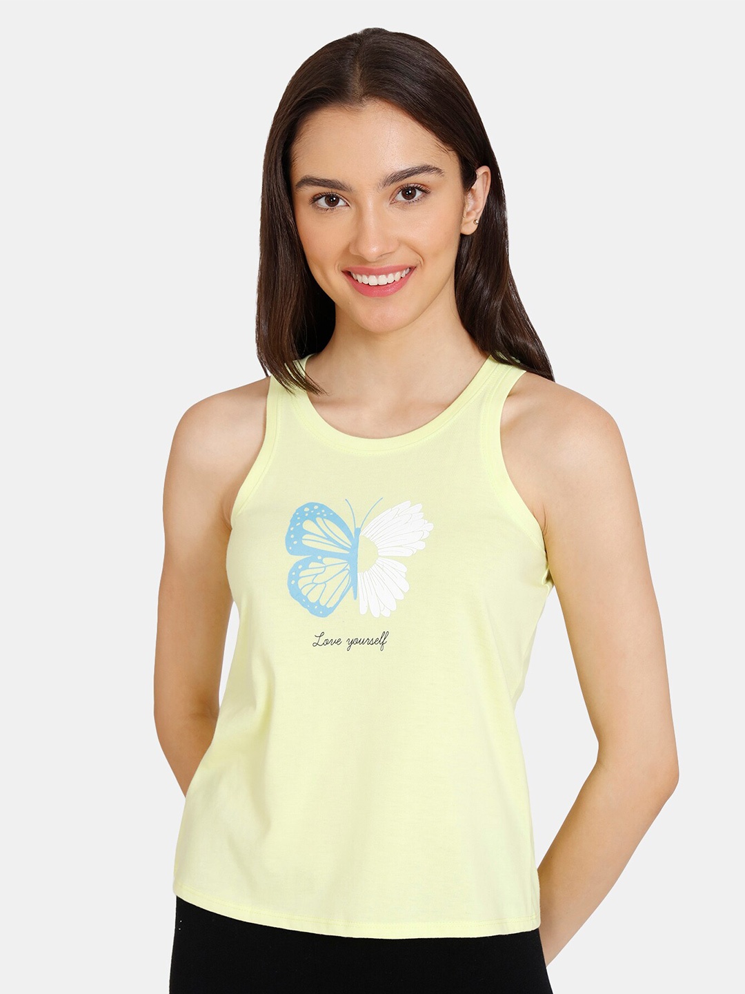 

Rosaline by Zivame Yellow Print Tank Top