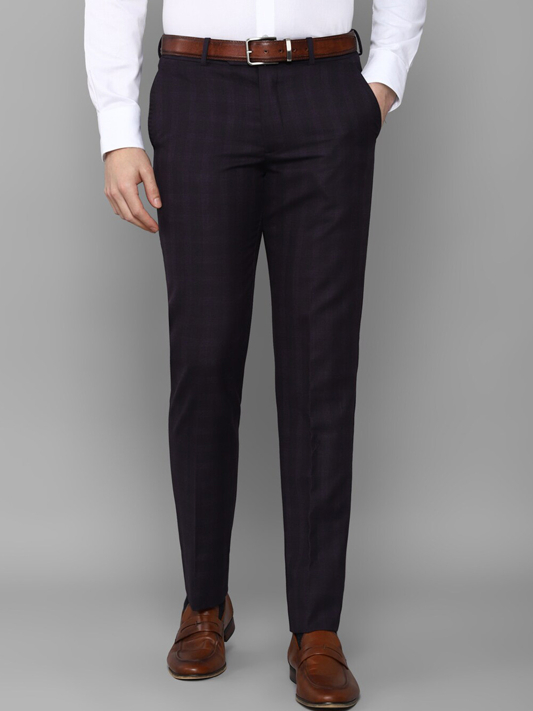 

Louis Philippe Men Black Checked Slim Fit Trousers