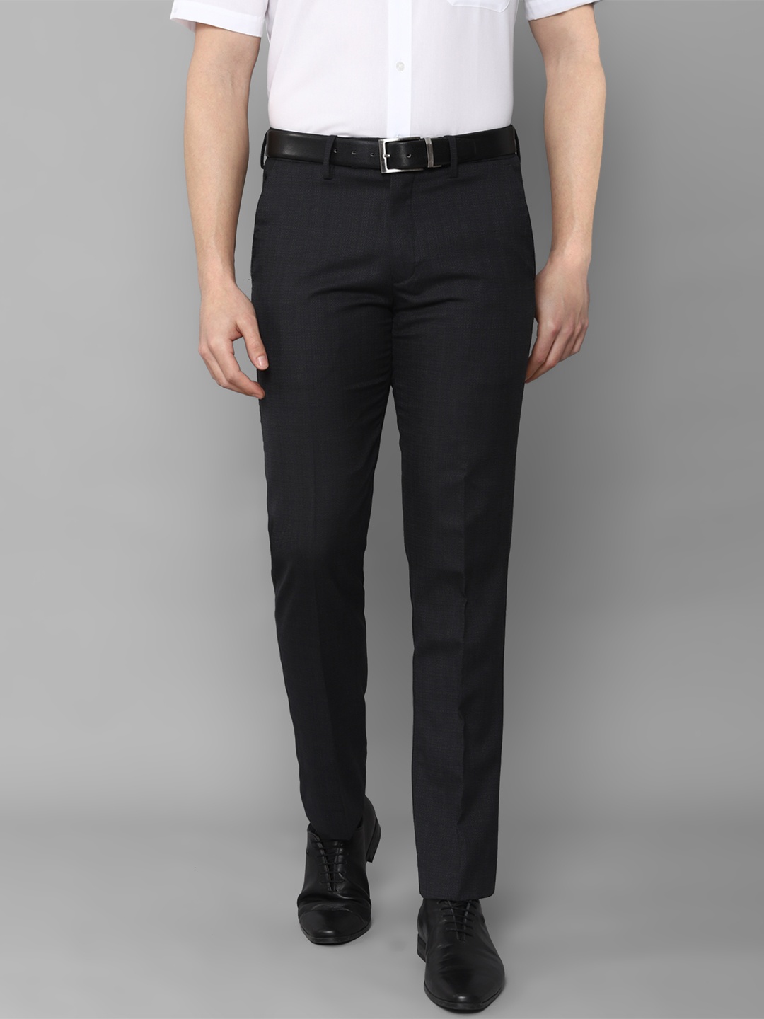 

Louis Philippe Men Black Slim Fit Mid-Rise Trousers