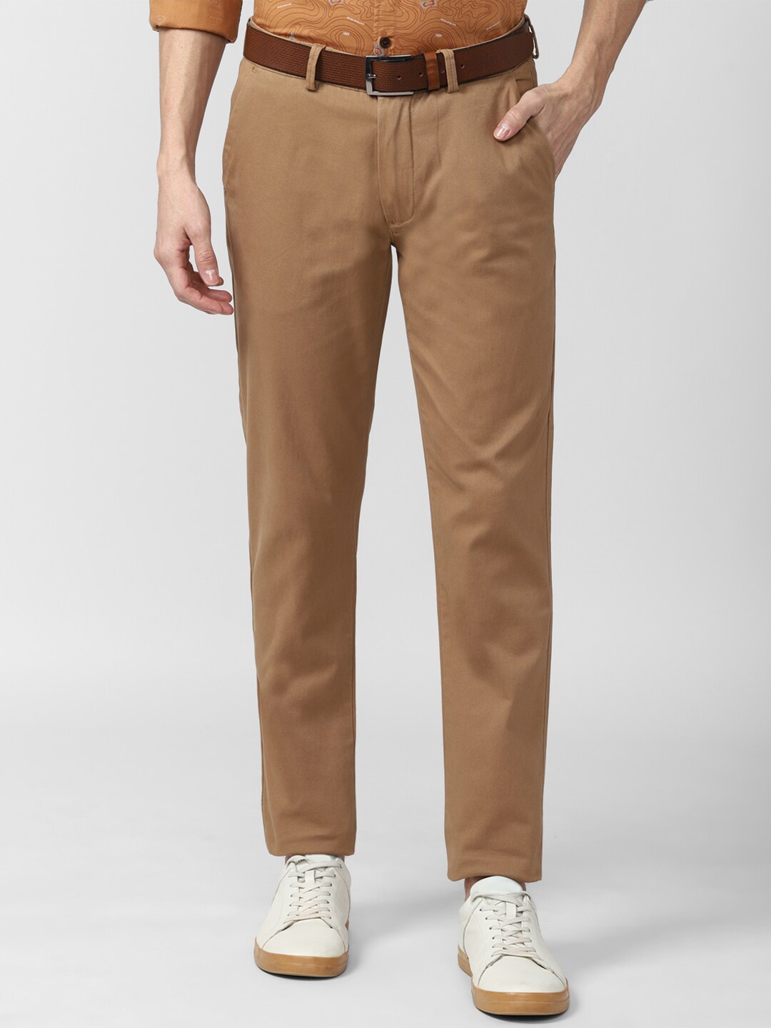 

Peter England Casuals Men Khaki Solid Casuals Trousers