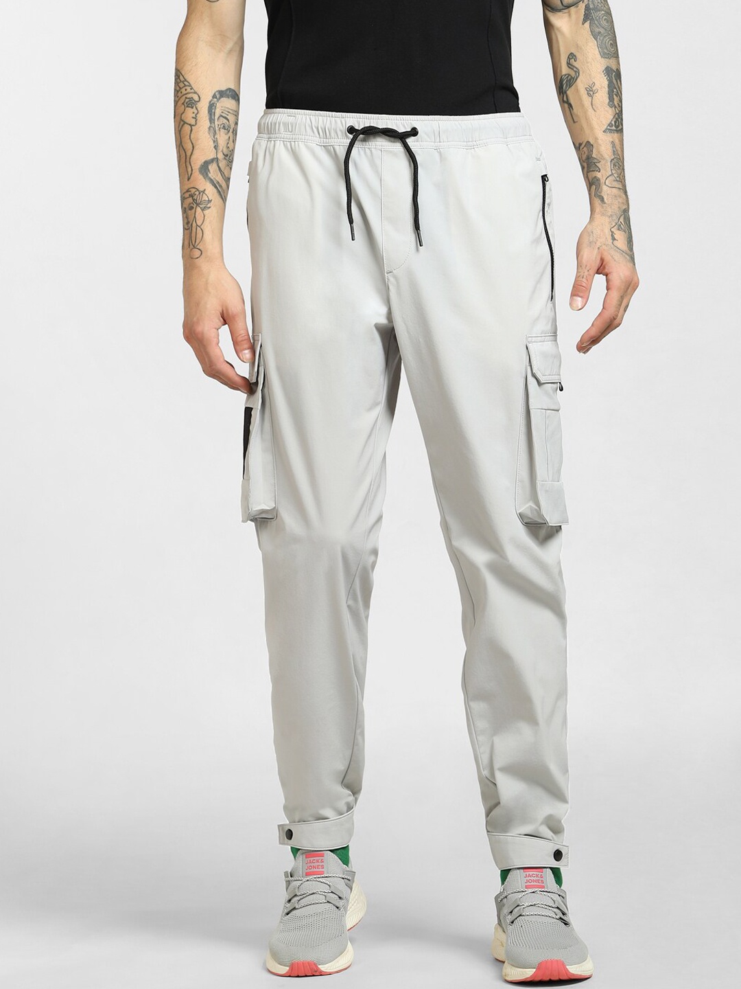 

Jack & Jones Men Grey Solid Regular Fit Track Pants