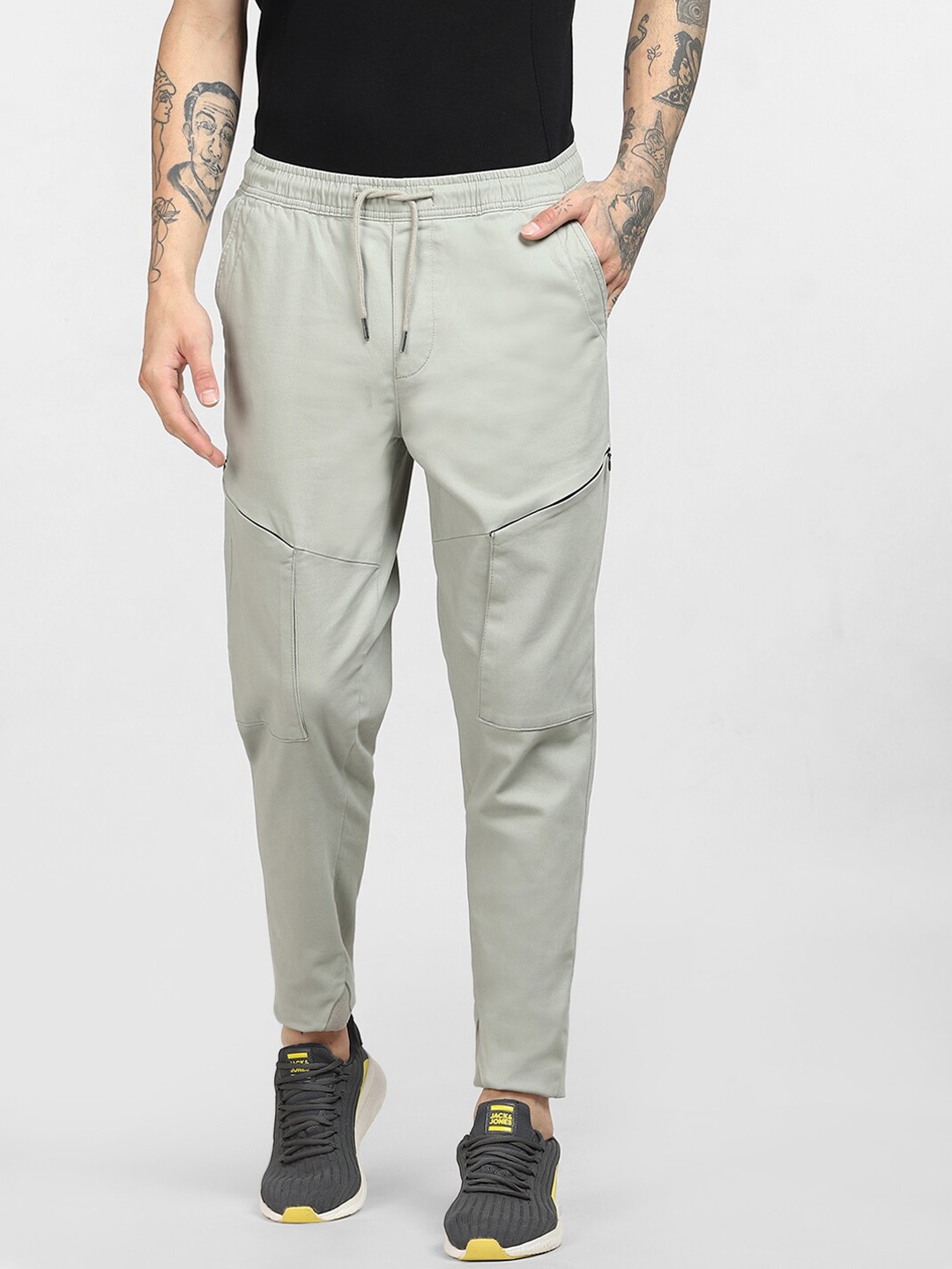 

Jack & Jones Men Grey Solid Track Pants