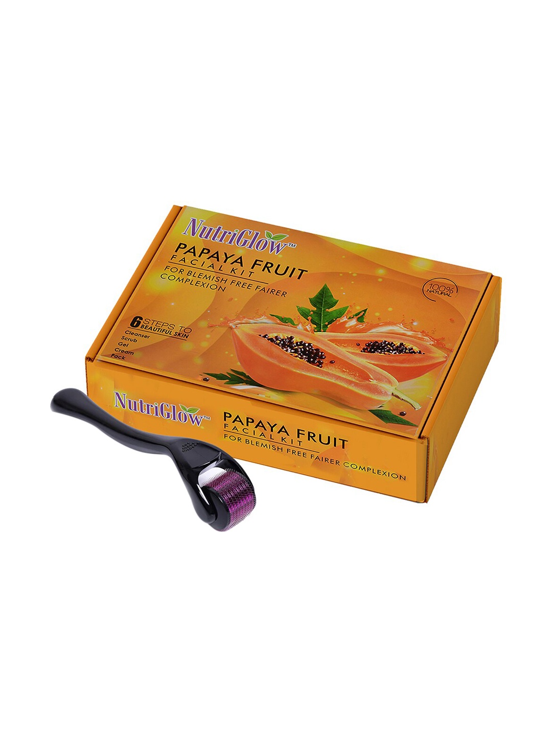 

NutriGlow Papaya Facial Kit With Derma Roller 260 g, Orange