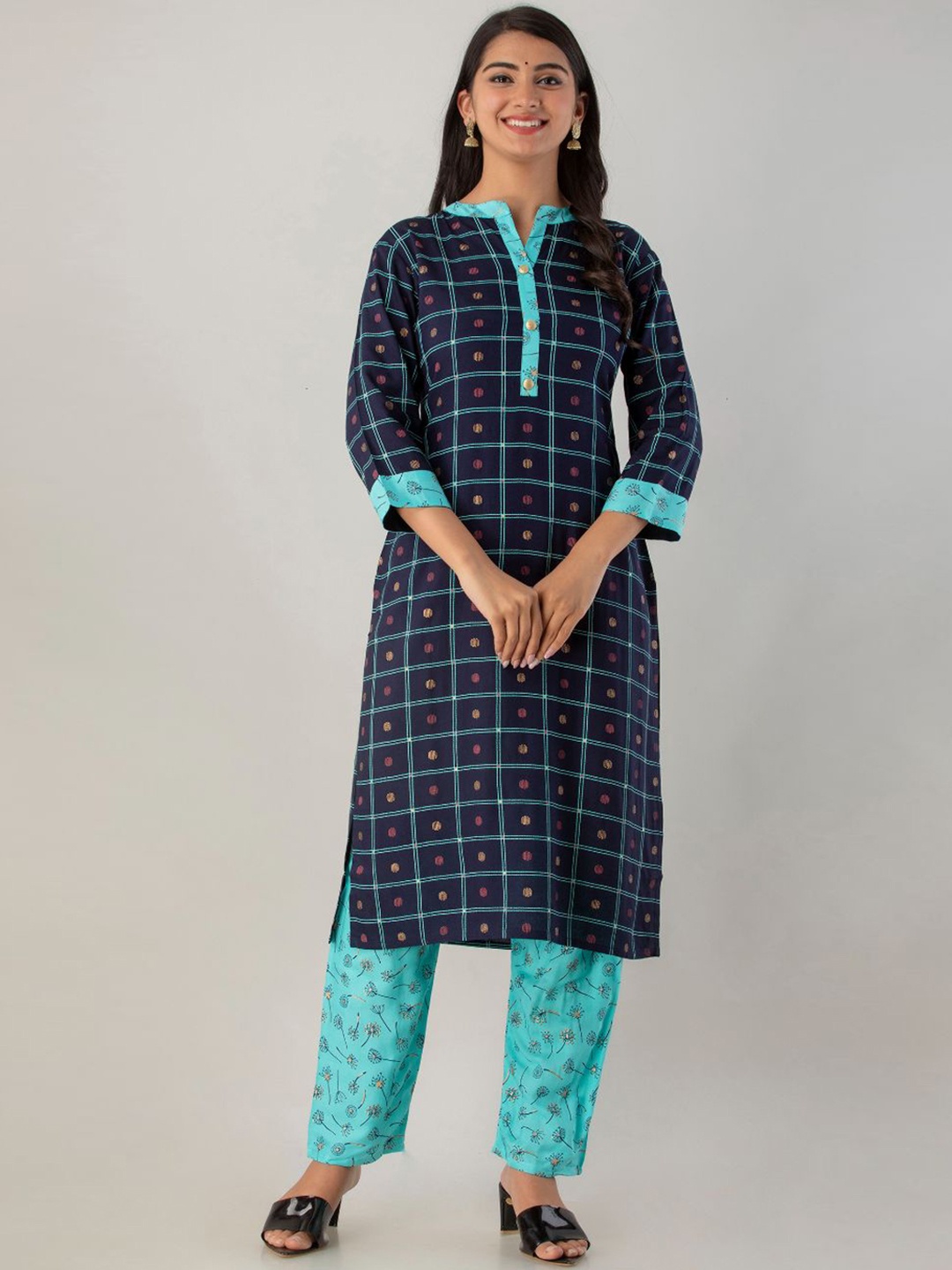 

FABISTA Women Navy Blue Kurta with Trousers