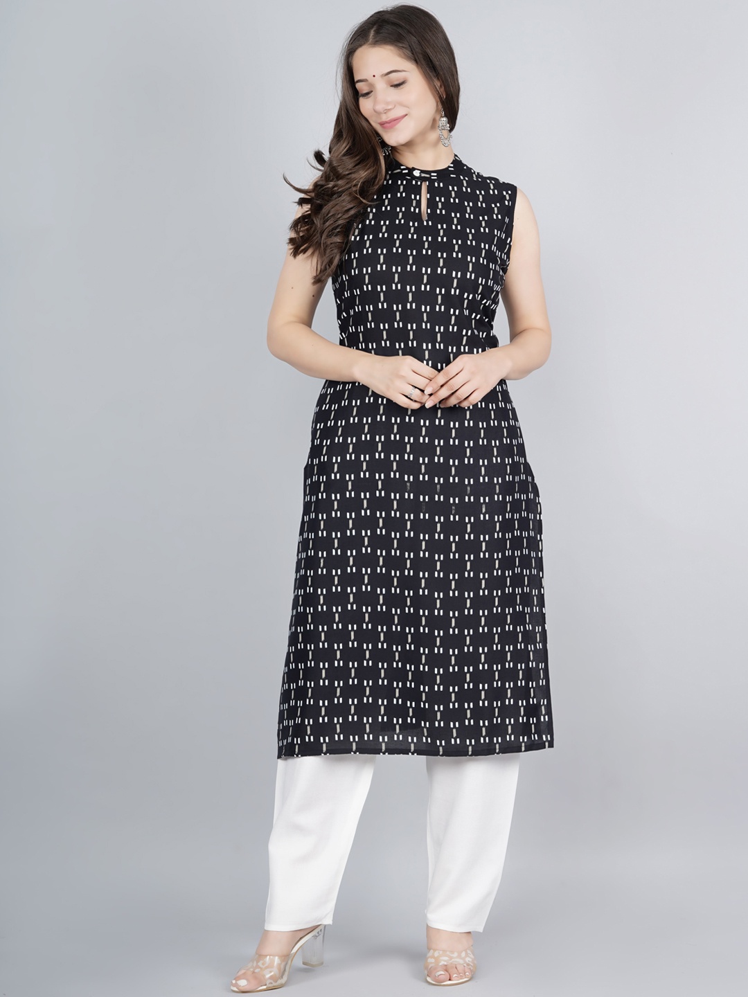 

KALINI Women Black Printed Kurta with Trousers