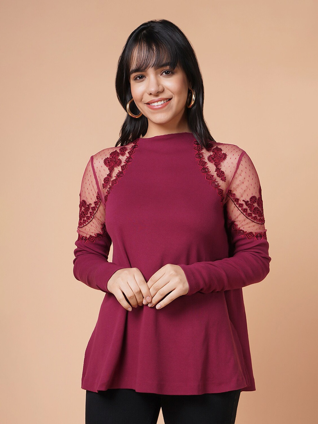 

HOUSE OF S Womens Magenta Longline Top