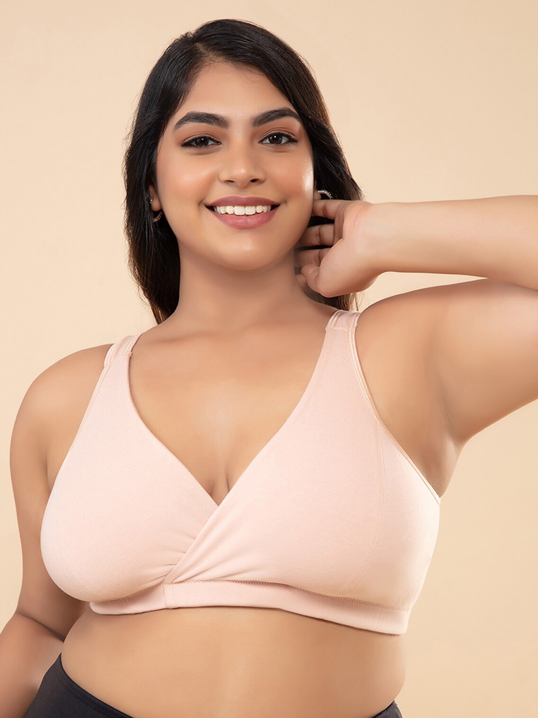 

Nykd Women Non Padded Wirefree Slip-on Cotton Maternity Bra, Nude