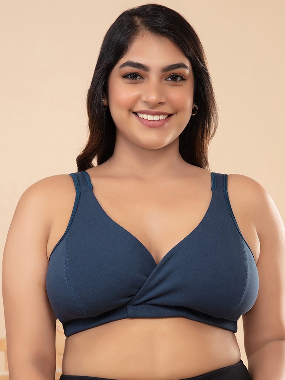 

Nykd Women Non Padded Wirefree Slip-on Cotton Maternity Bra, Navy blue