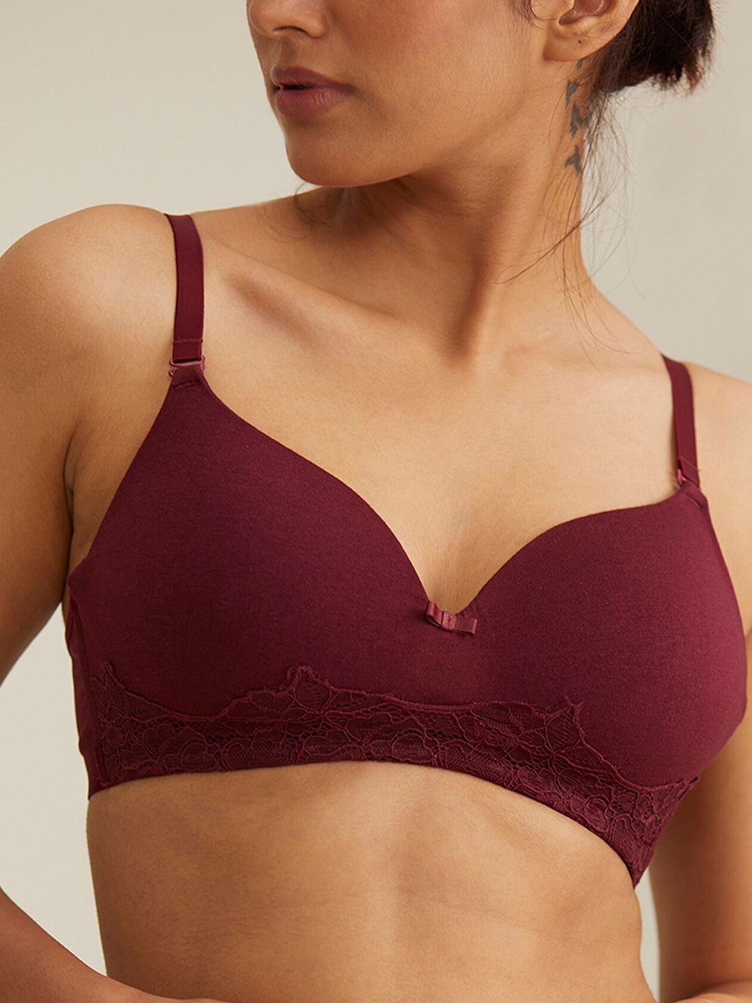 

Nykd Women Maroon Bra Lightly Padded Non-Wired Medium Coverage Bra