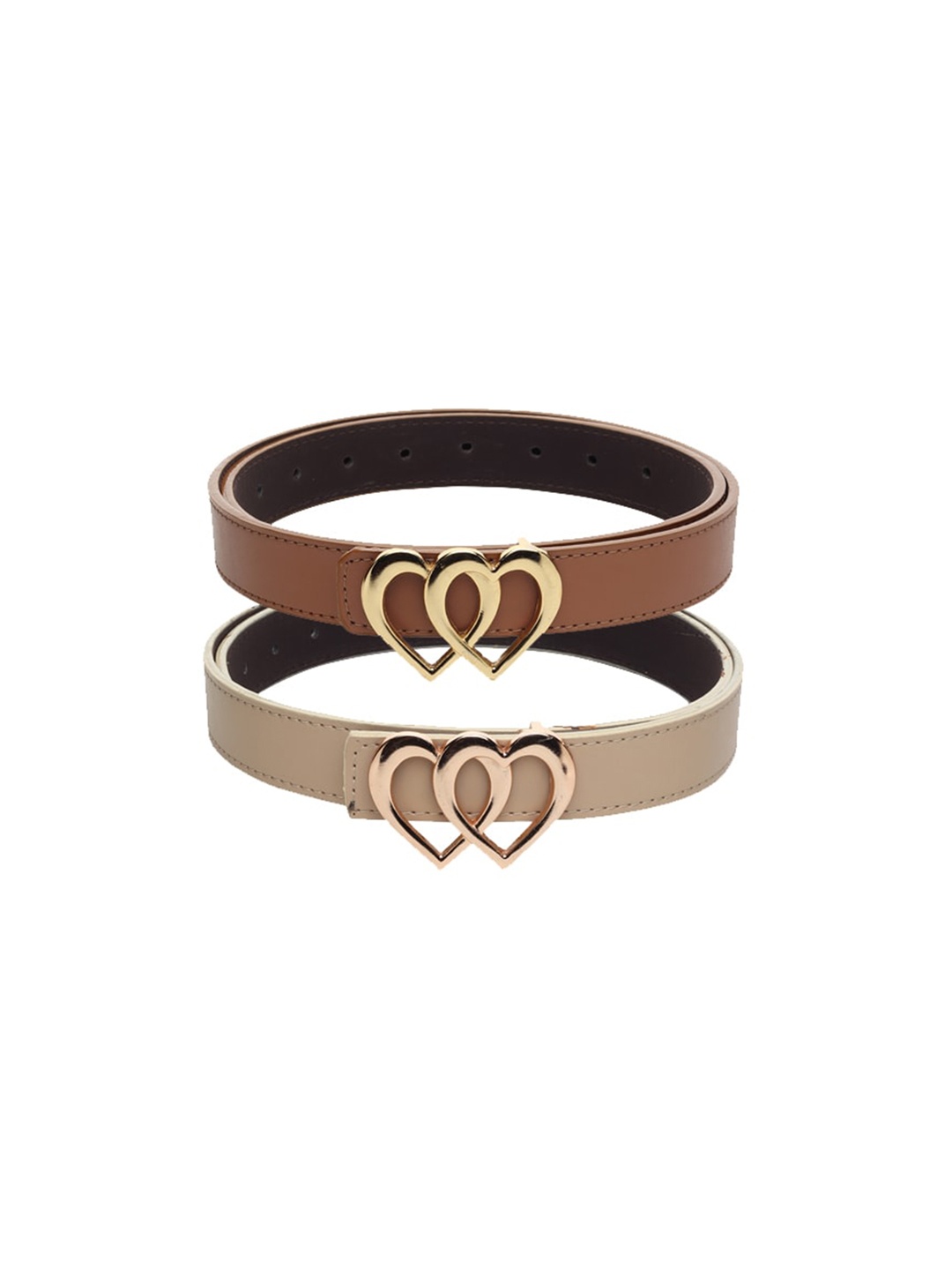 

WINSOME DEAL Women Beige & Tan Pack Of 2 Belt