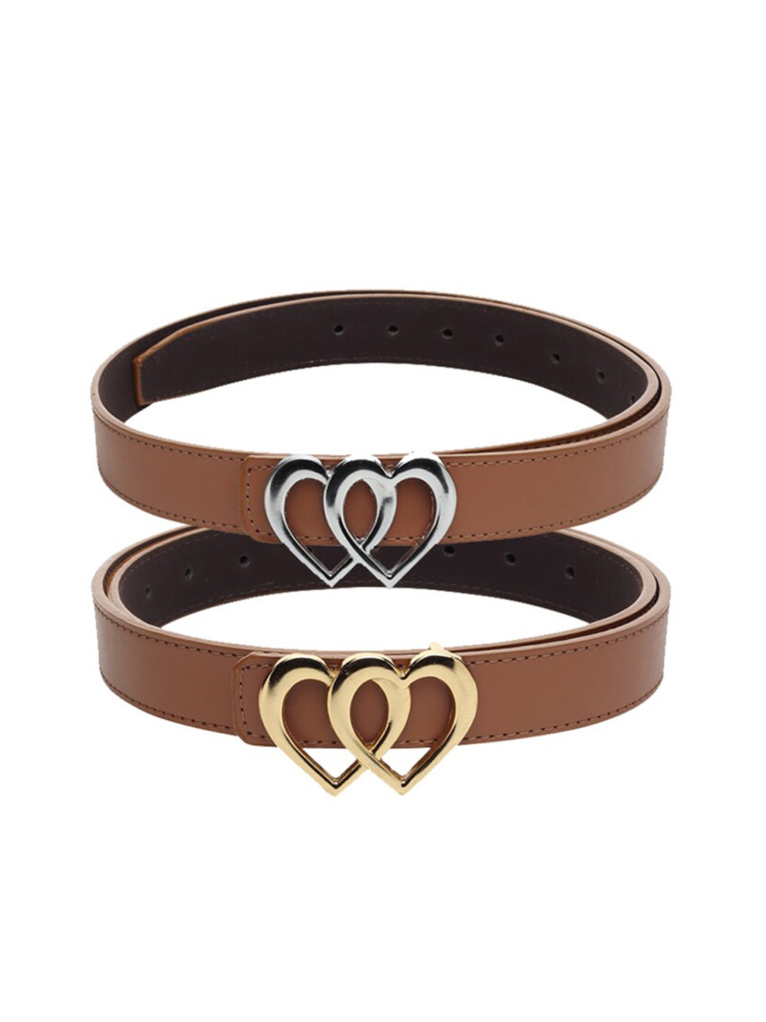 

WINSOME DEAL Women Tan Set Of 2 Belt