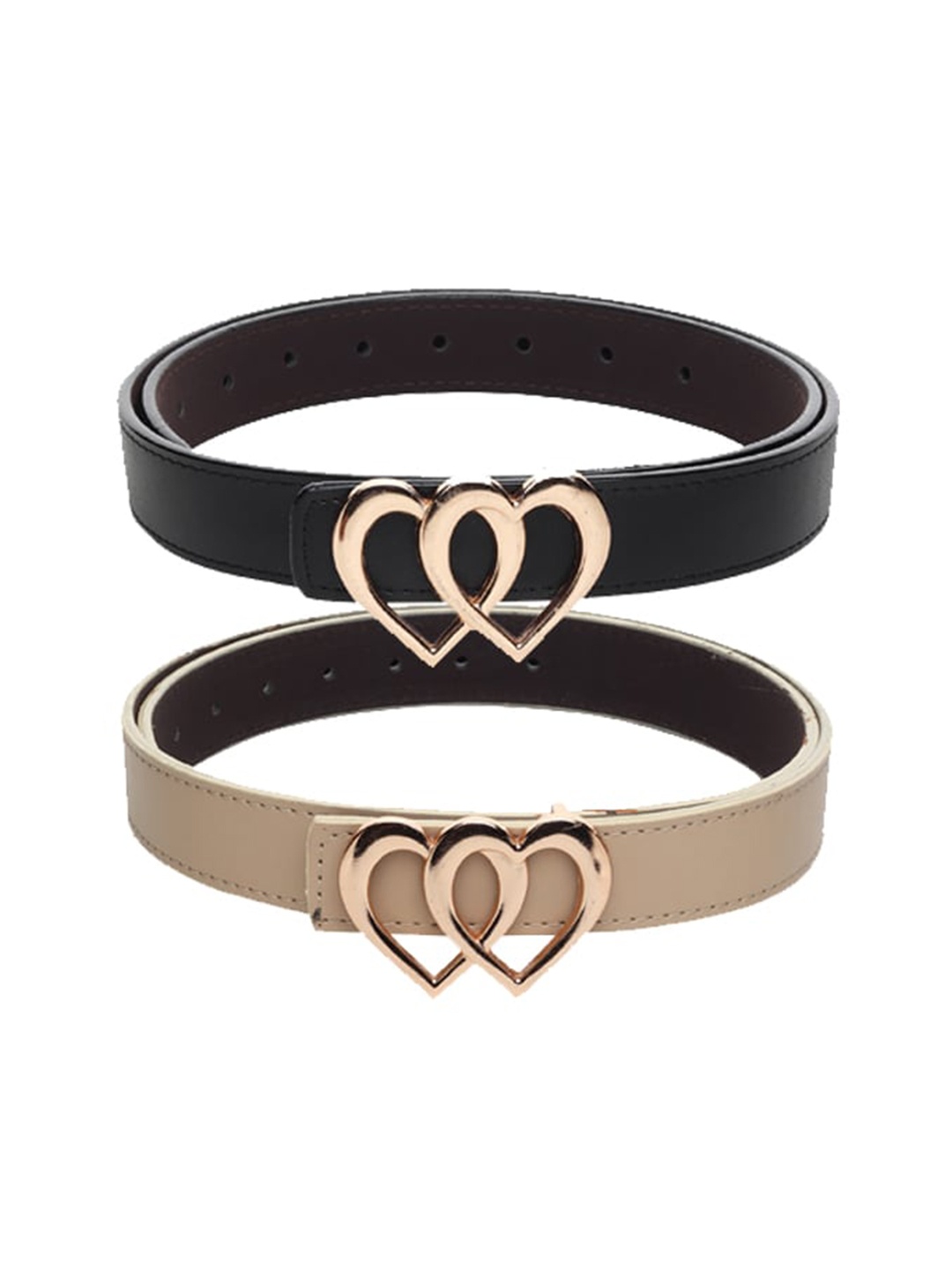 

WINSOME DEAL Women Pack of 2 Beige And Black Belt