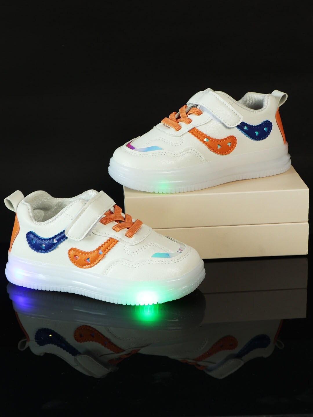 

PASSION PETALS Kids White PU Slip-On Led Shoes Sneakers