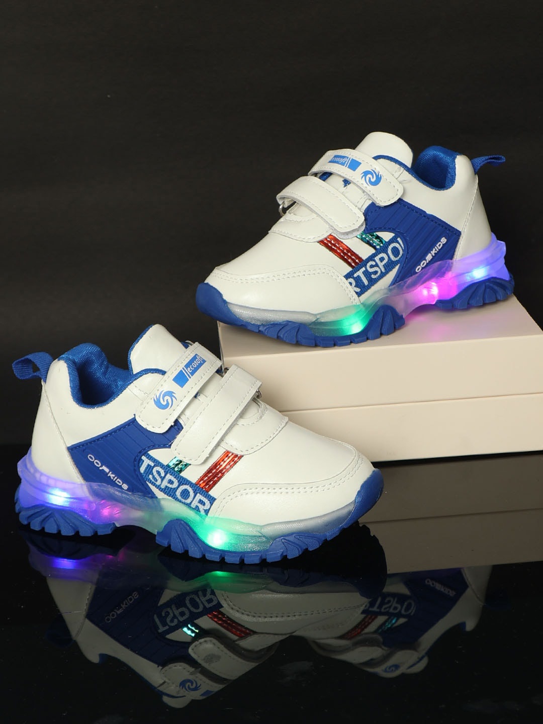 

PASSION PETALS Boys White Sport Style Led Shoes For Kids