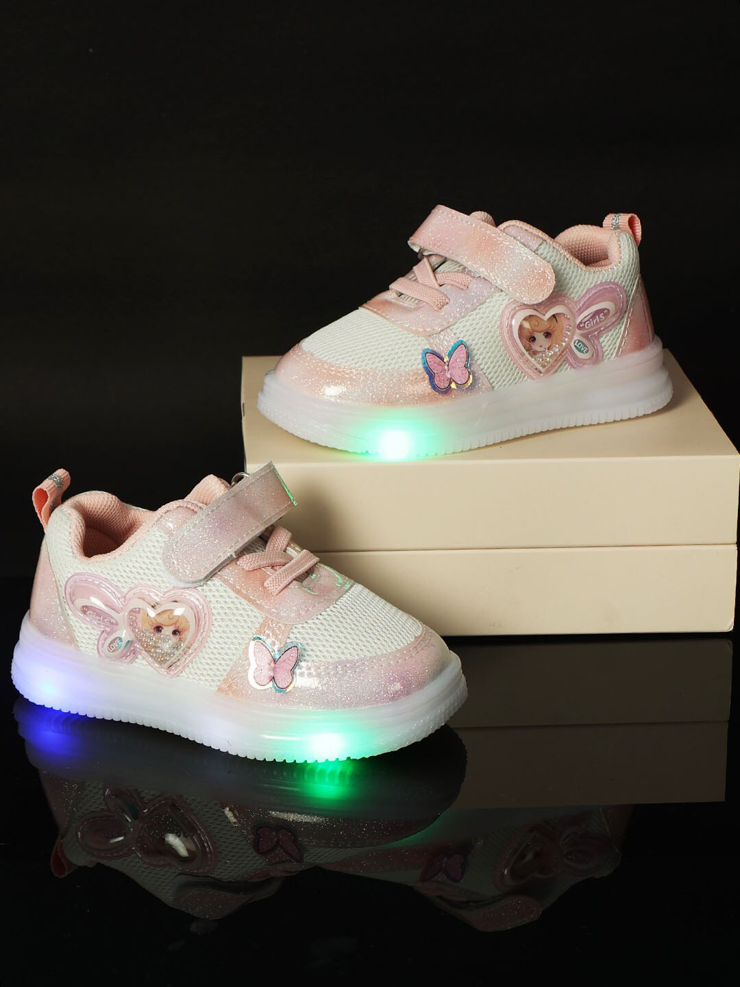 

PASSION PETALS Girls Pink Woven Design PU Sneakers