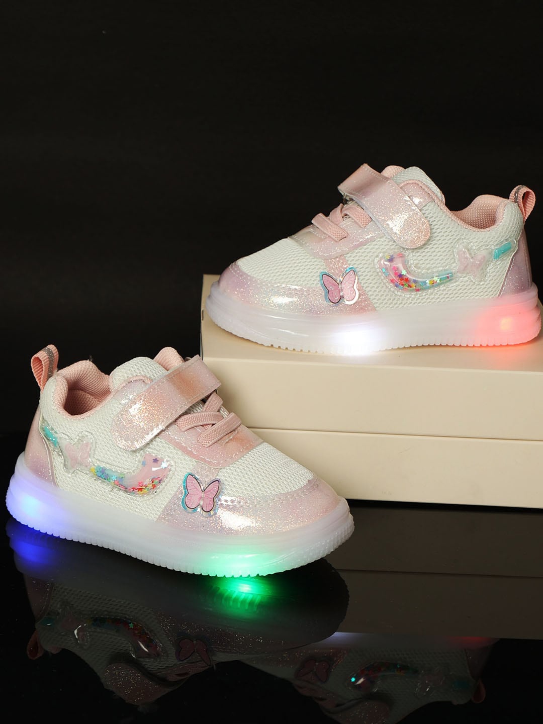 

PASSION PETALS Girls Pink Woven Design PU Sneakers