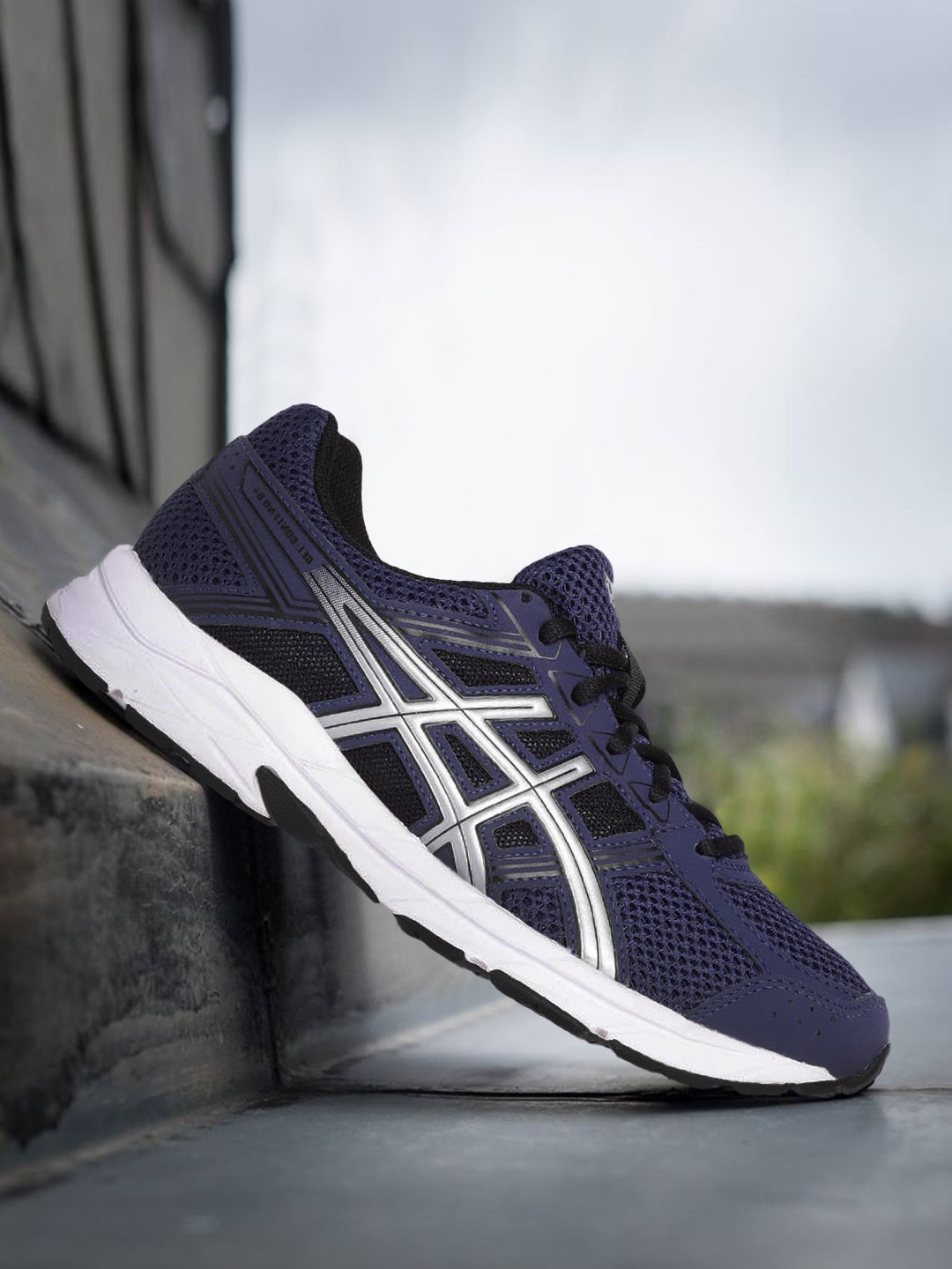 

ASICS Men Navy Blue & Silver-Toned Gel-Contend B+ Running Shoes