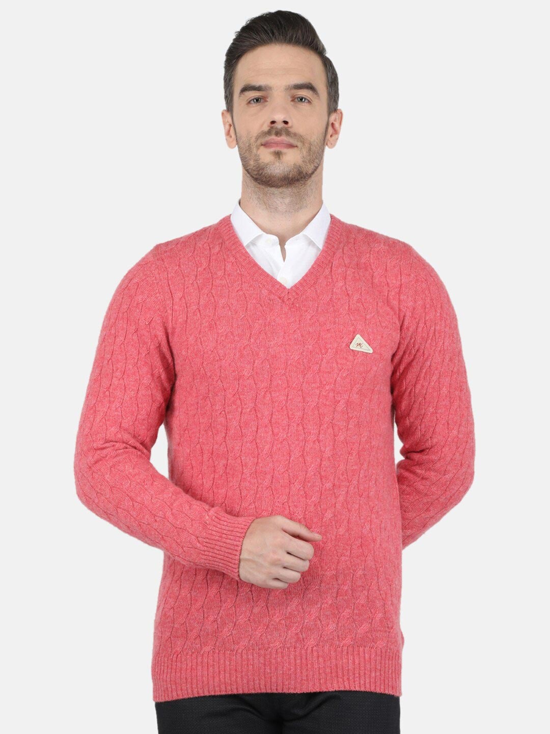 

Monte Carlo Men Pink & sugar coral Cable Knit Pullover