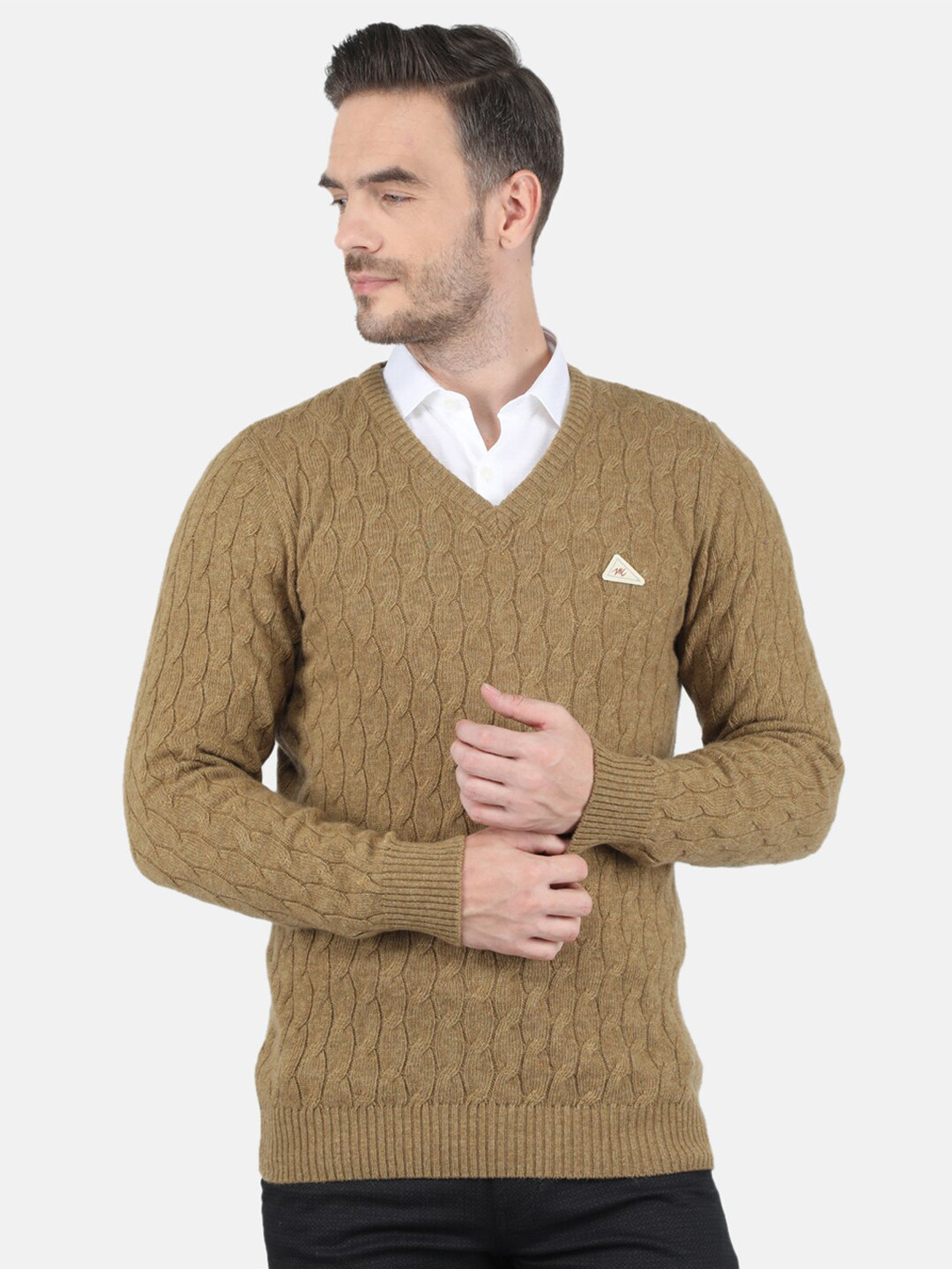 

Monte Carlo Men Khaki & tannin Striped Pullover