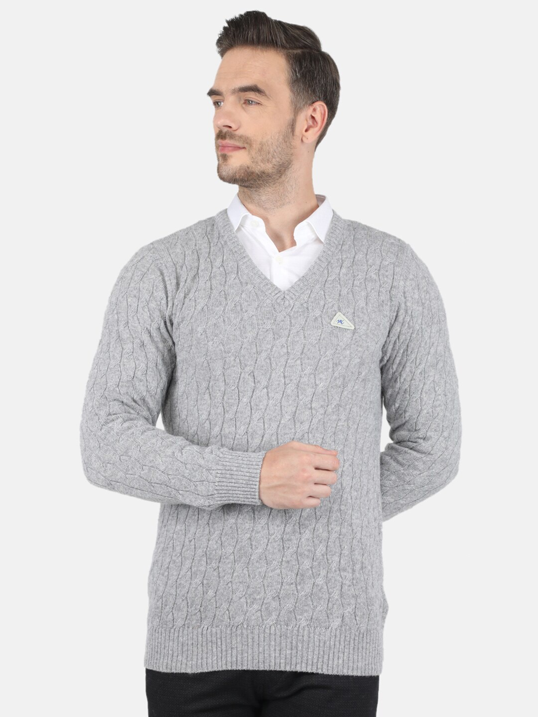 

Monte Carlo Men Grey & lilac marble Cable Knit Pullover