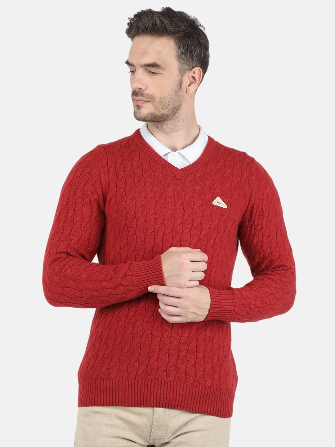 

Monte Carlo Men Rust & auburn Cable Knit Pullover