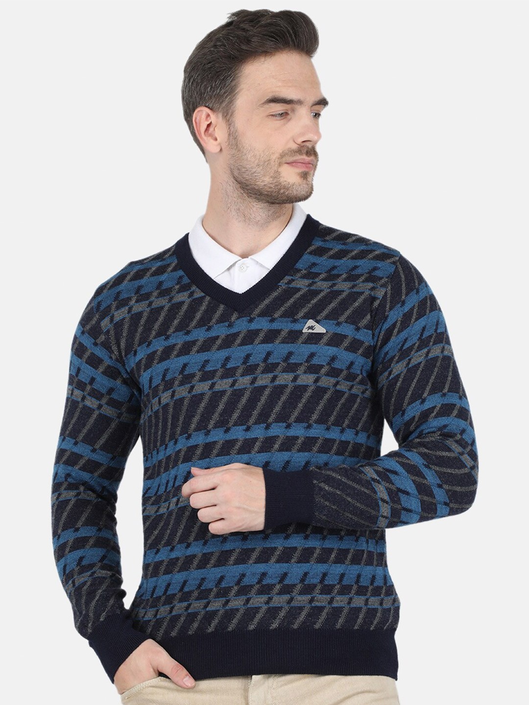 

Monte Carlo Men Navy Blue & dark sapphire Printed Pullover