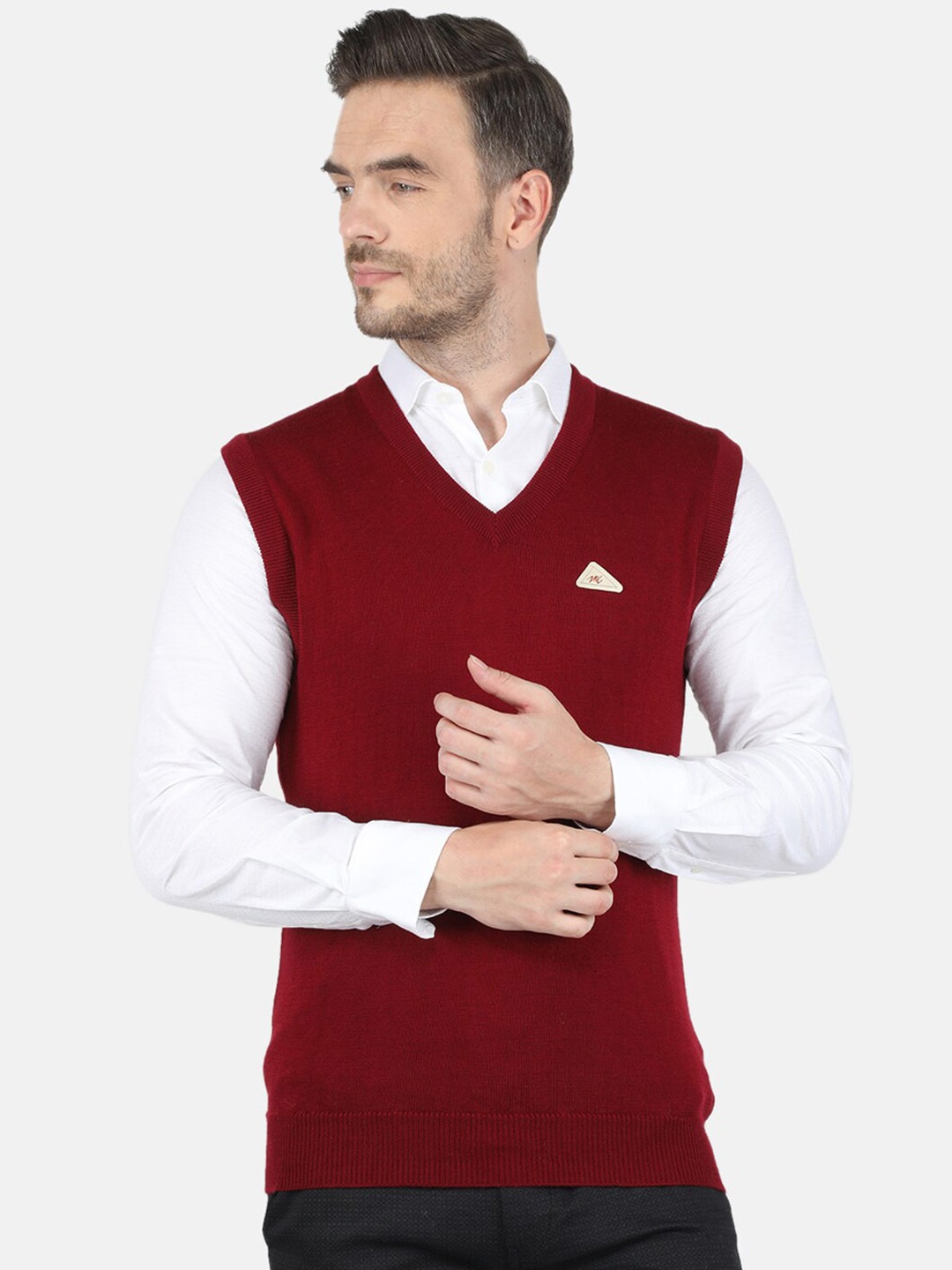 

Monte Carlo Men Woolen Maroon Ribbed Pullover