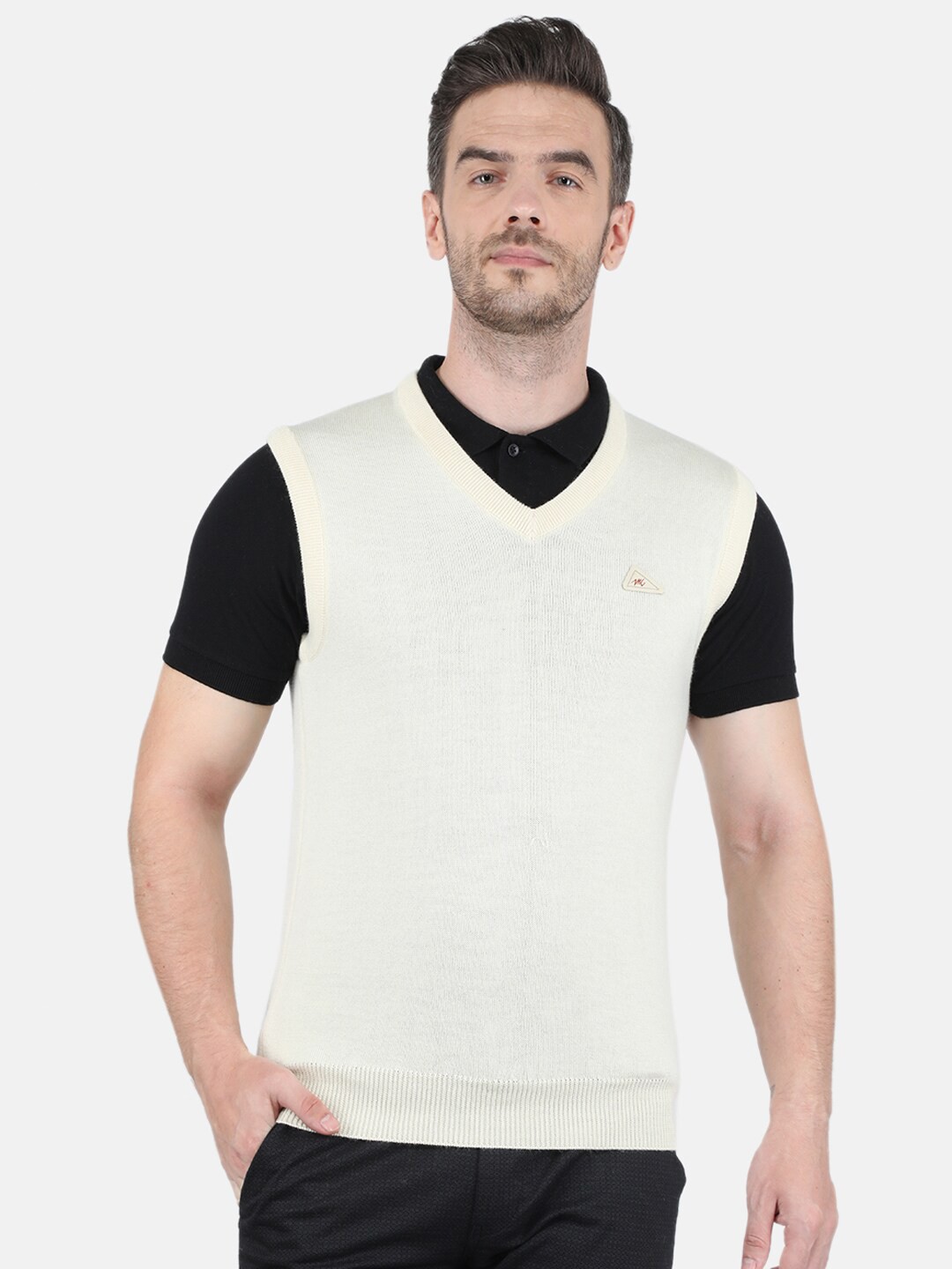 

Monte Carlo Men Cream-Coloured Ribbed Pullover