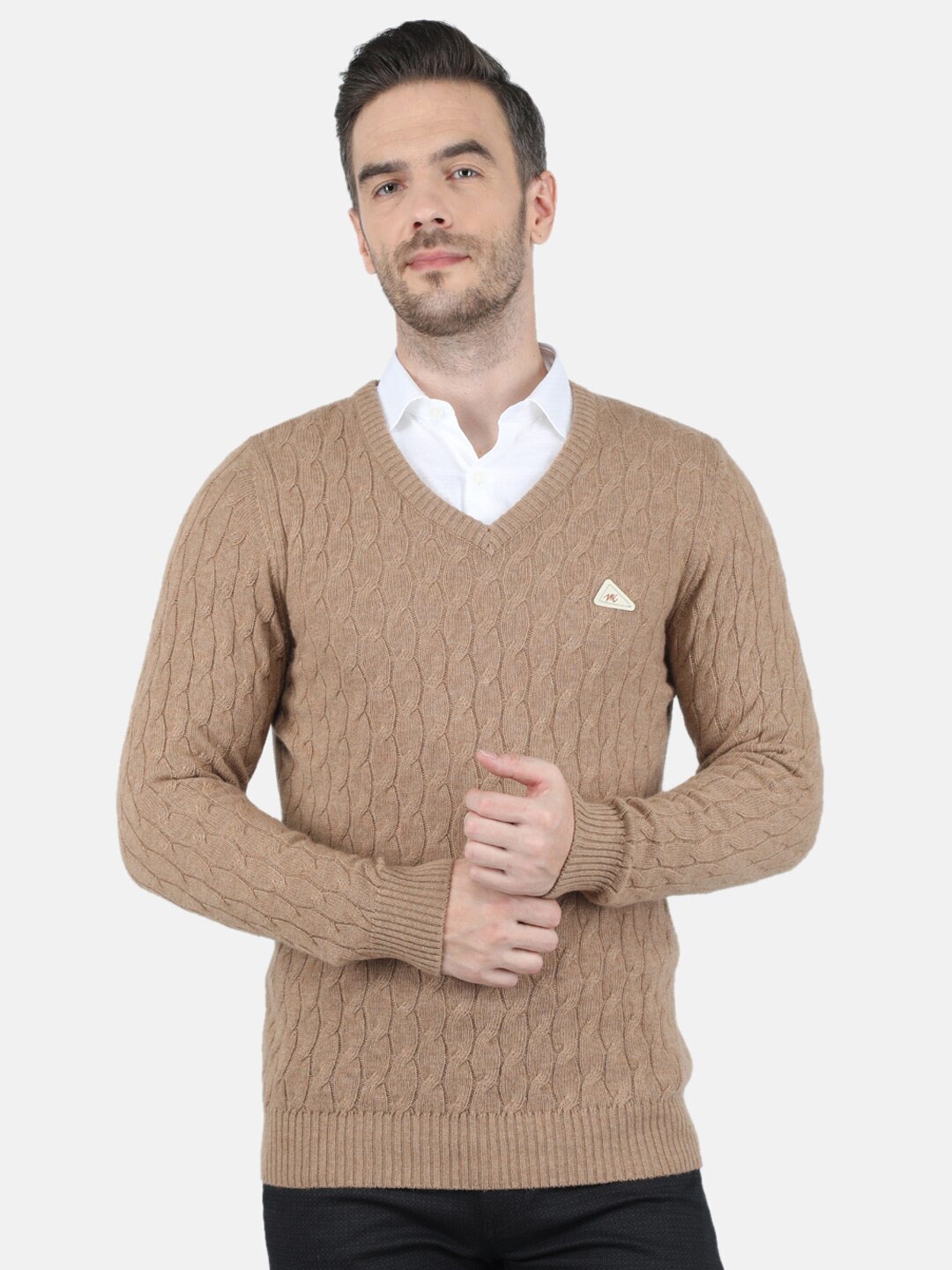 

Monte Carlo Men Beige & White Cable Knit Pullover