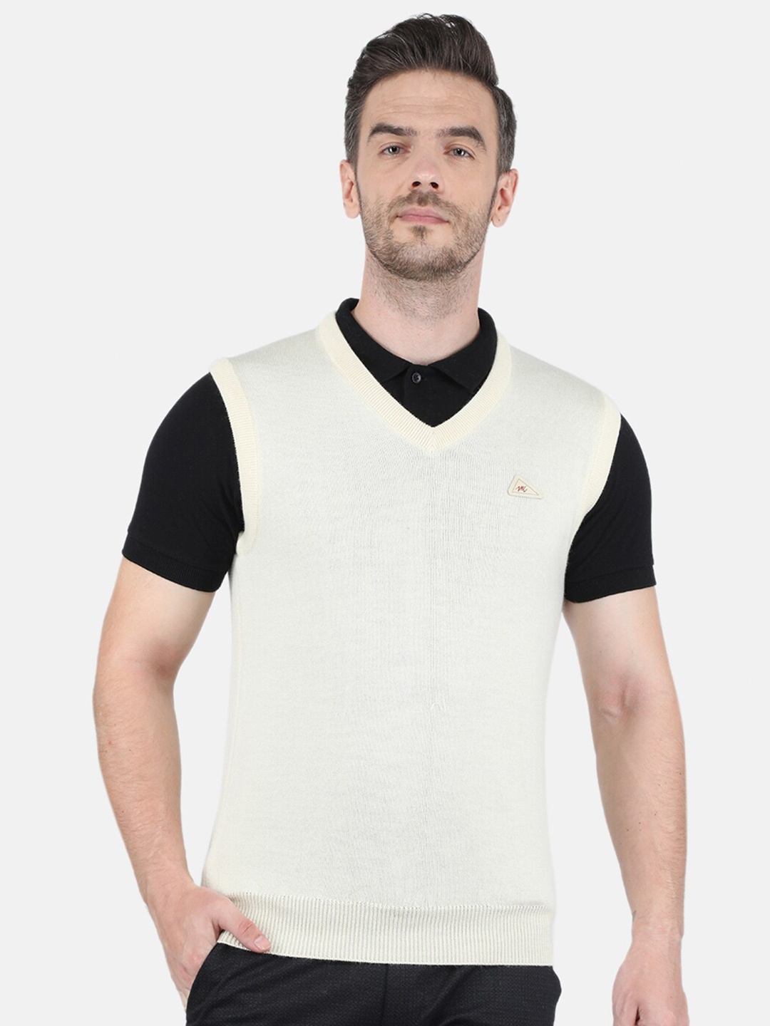 

Monte Carlo Men Cream-Coloured Solid Pullover