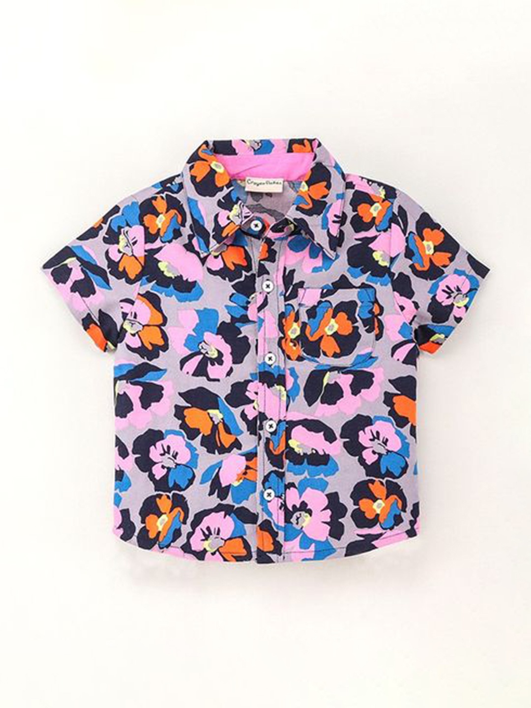 

CrayonFlakes Boys Grey Floral Printed Casual Shirt