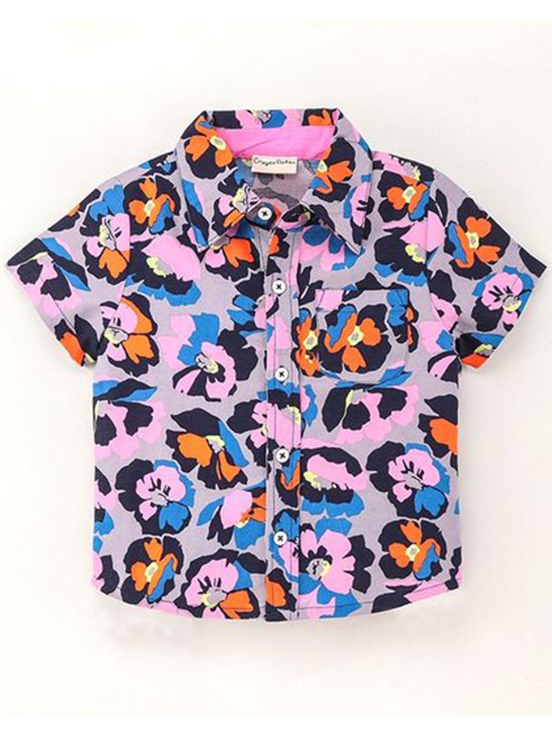 

CrayonFlakes Boys Grey & Purple Floral Printed Casual Shirt