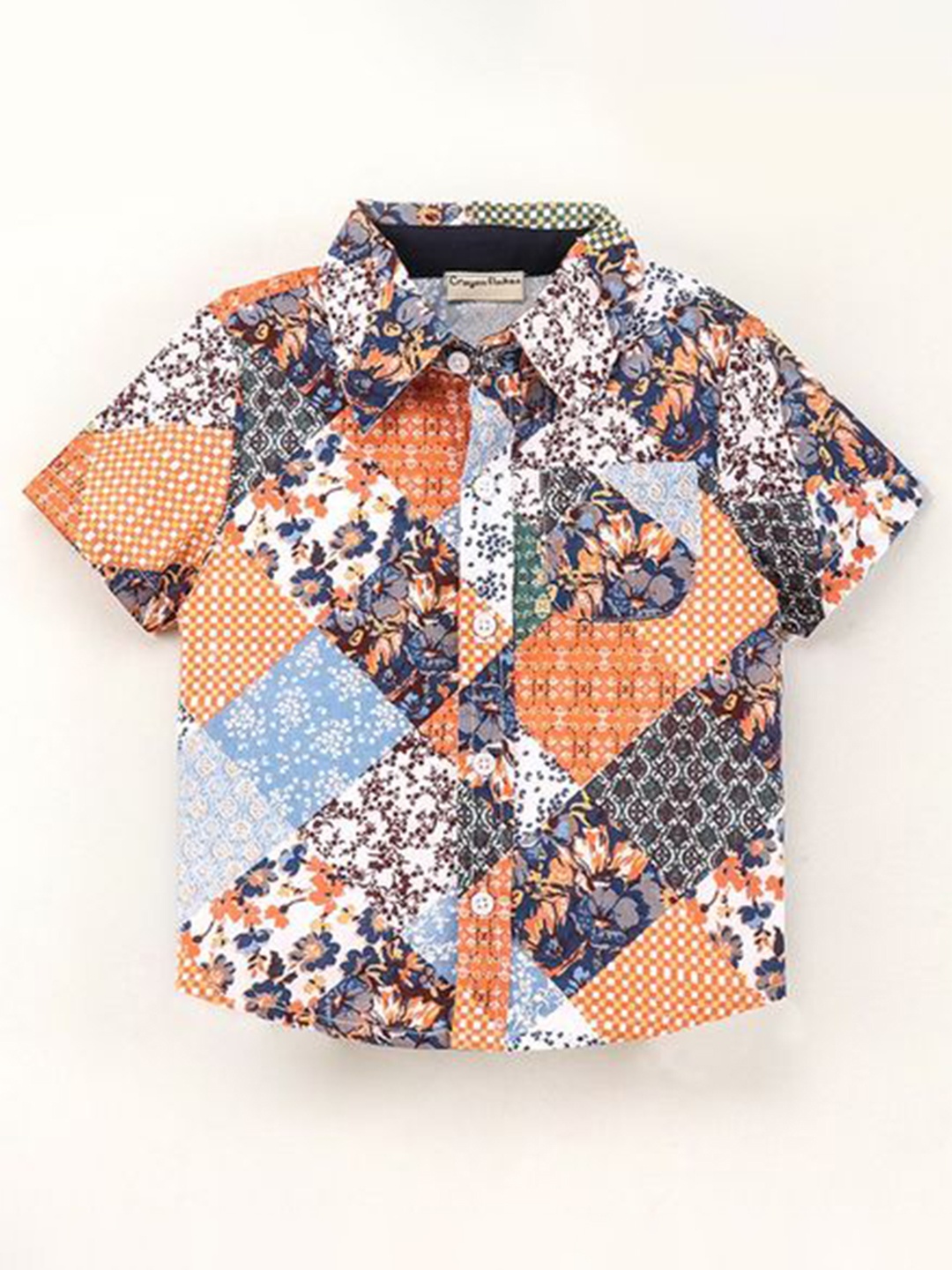 

CrayonFlakes Boys Blue Patch Printed Casual Shirt