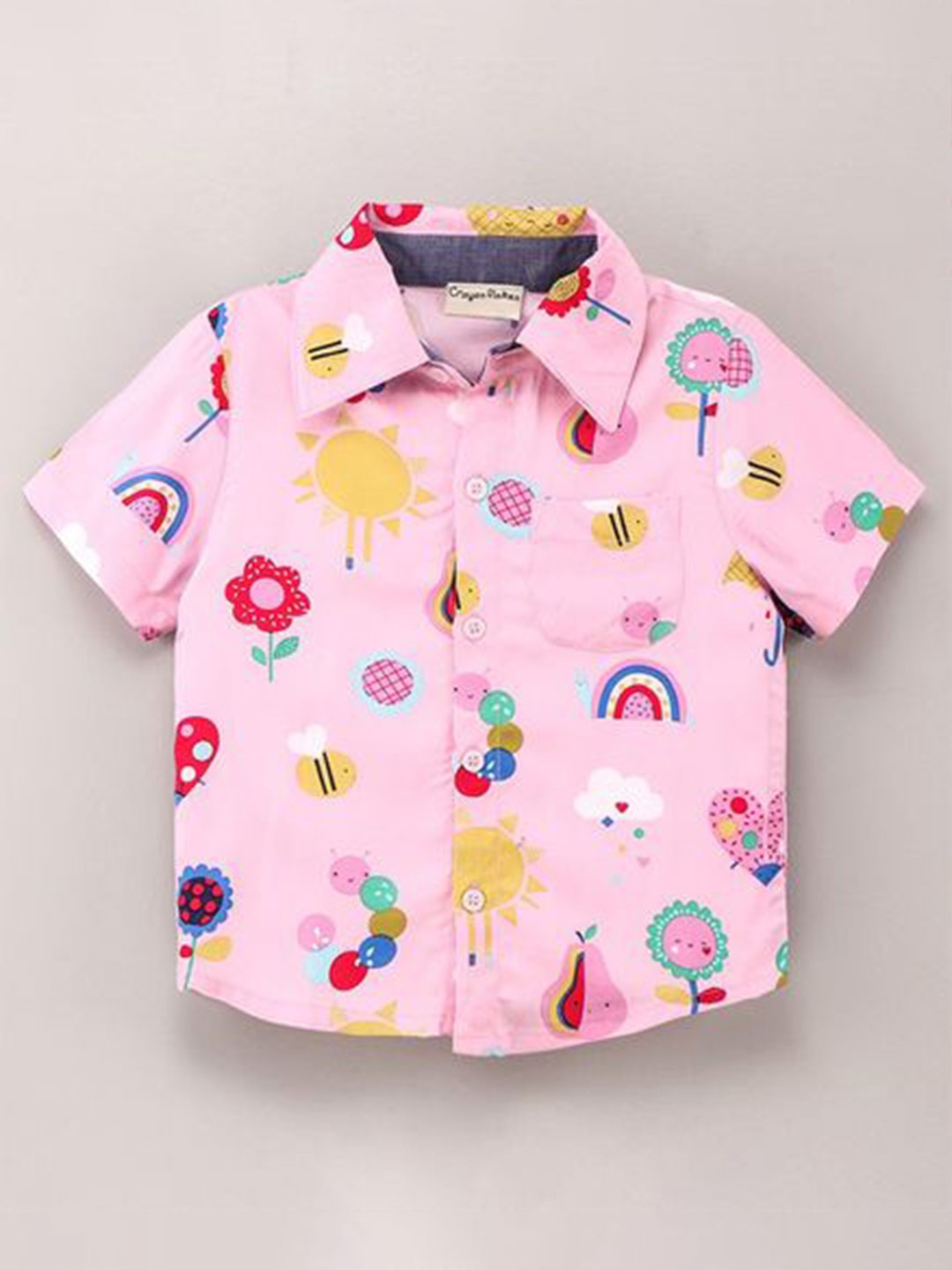 

CrayonFlakes Boys Pink Printed Casual Shirt