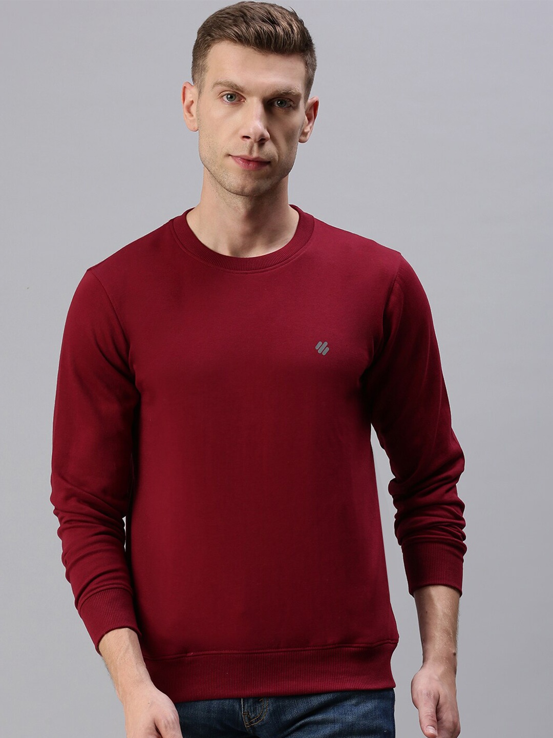 

ONN Men Maroon Cotton Sweatshirt