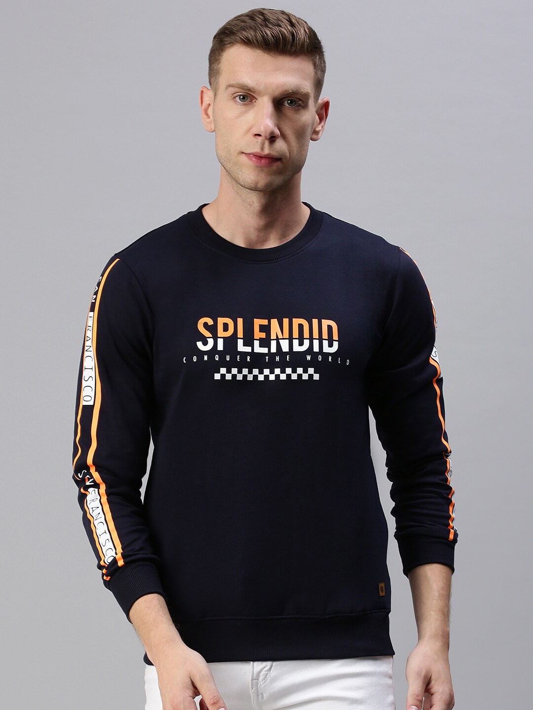 

ONN Men Navy Blue Printed Sweatshirt