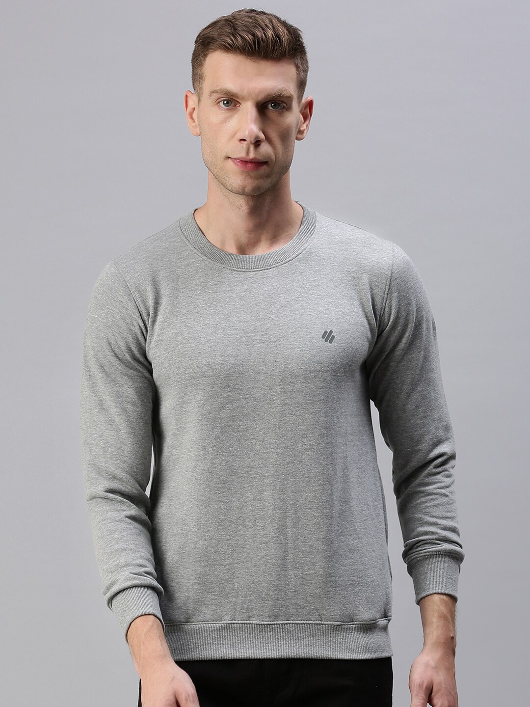 

ONN Men Grey Melange Round Neck Sweatshirt